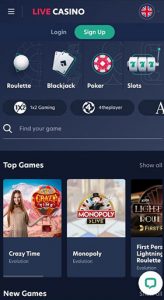 The website interface on a smartphone