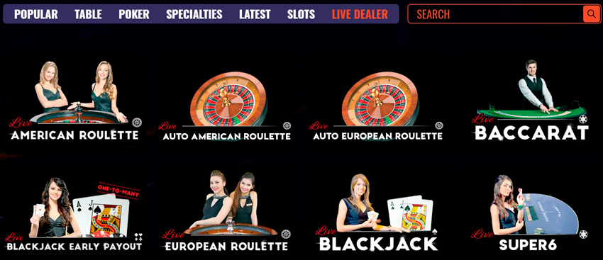 The casino has games with live croupiers