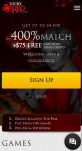 The interface of the mobile casino