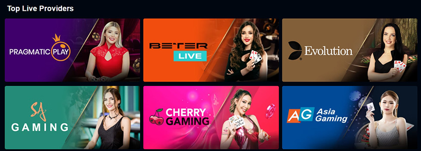 Section with live dealer games