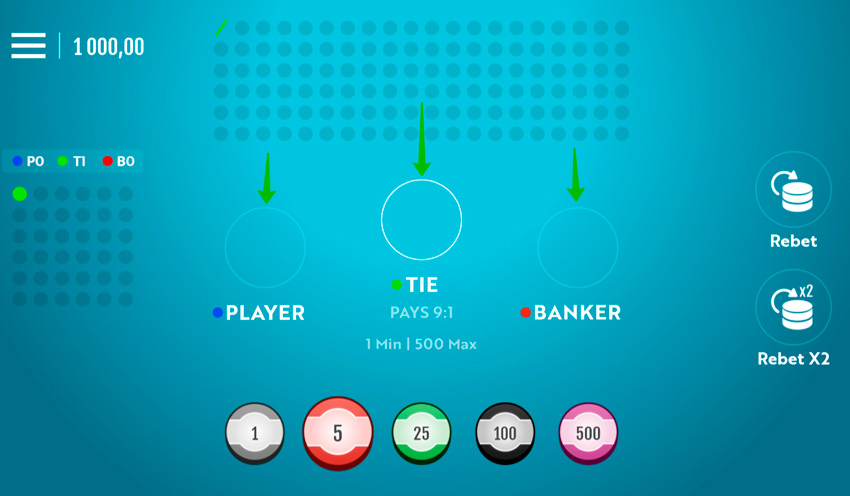 Baccarat at an online casino