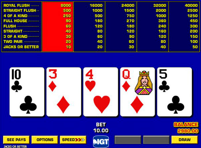 Video poker Jacks or Better