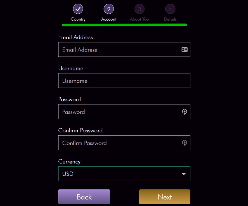  Registering a casino account