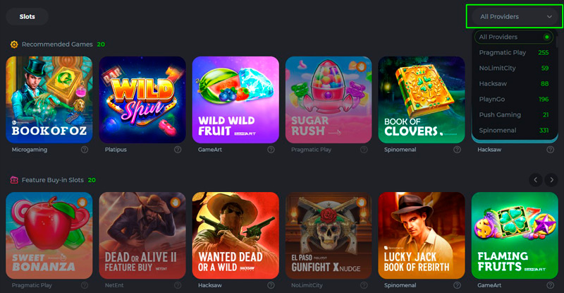 Slot machines providers