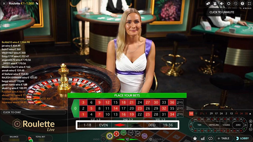 Roulette bets